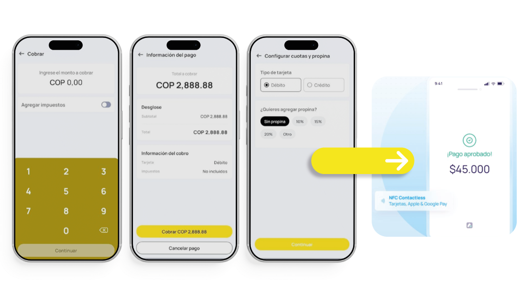 Proceso de pago mediante Tap to Phone con Efecty Pay